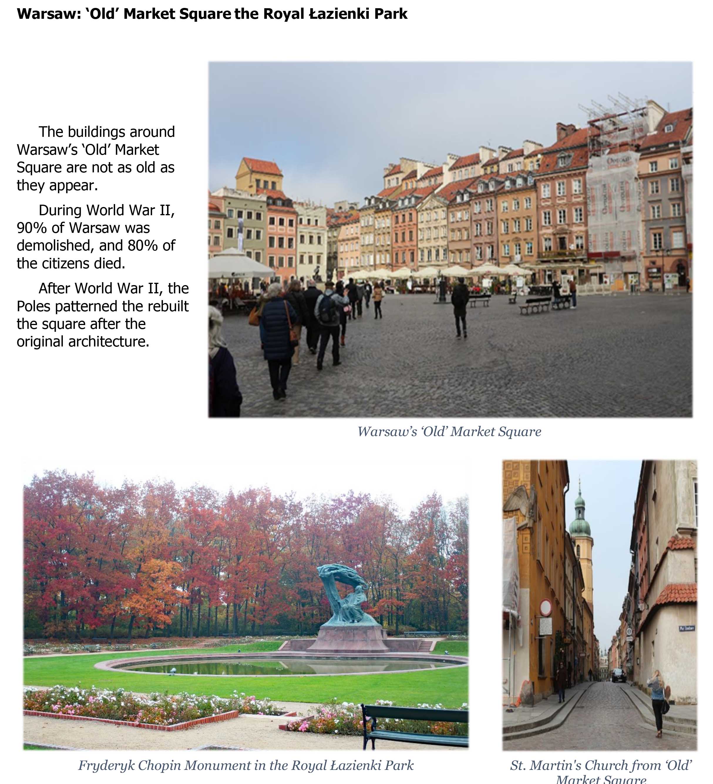 Warsaw, Old Market Square and Royal Park